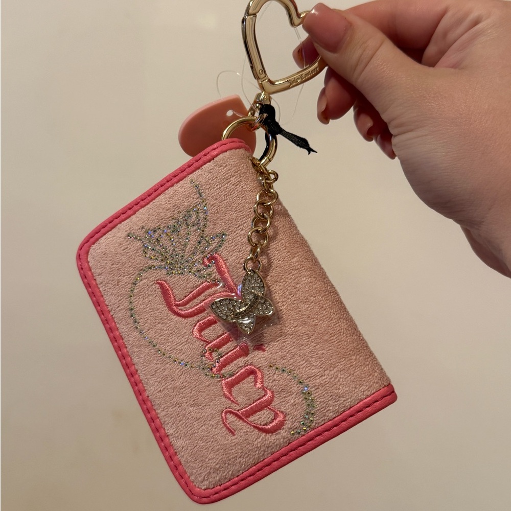 Juicy Couture Pink Card Holder with Heart Keychain